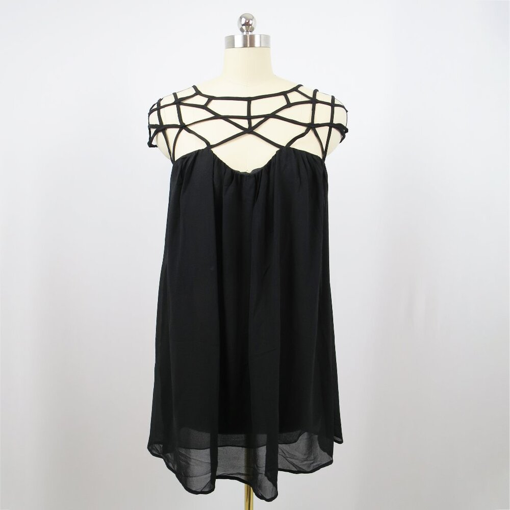 NWT Black Cage Mini Dress Aimeili Asian Size XL US S/M